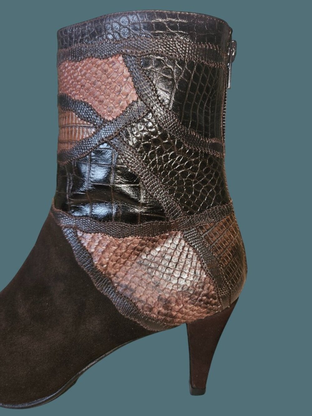 Stuart Weitzman Brown Suede Animal Skin Print Pointed Toe  Booties Women 10M - Picture 7 of 13
